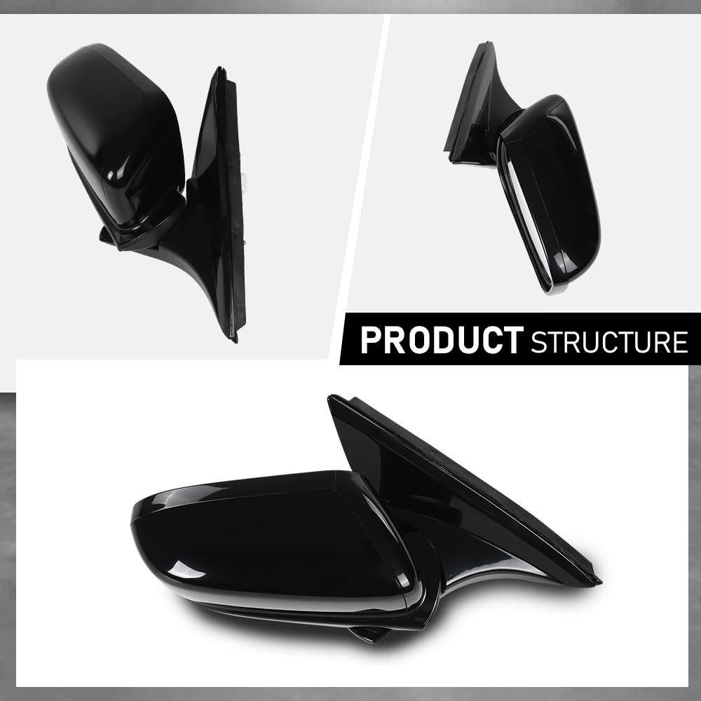 G-PLUS Power Mirror Driver and Passenger Side Compatible with Honda Accord 4-Door 2003-2007 Manual Folding 3-Pin HO1320152 HO1321152 76250SDAA13ZA 76200SDAA13ZA Glossy Black
