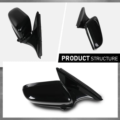 G-PLUS Power Mirror Driver and Passenger Side Compatible with Honda Accord 4-Door 2003-2007 Manual Folding 3-Pin HO1320152 HO1321152 76250SDAA13ZA 76200SDAA13ZA Glossy Black