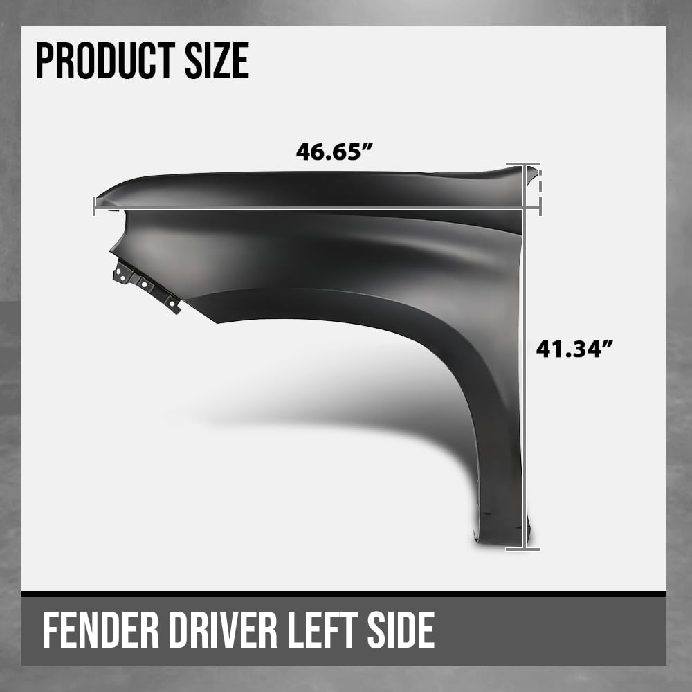G-PLUS Fender Front Left Compatible with Chevy Silverado 1500 2019 2020 2021 2022 2023 84502610, GM1240411 Black