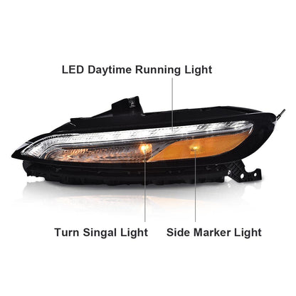 G-PLUS [ White LED DRL Parking Light Turn Signal Lamp With Bulbs Compatible with 2014-2018 Jeep Cherokee 68157103AQ Left Driver Side