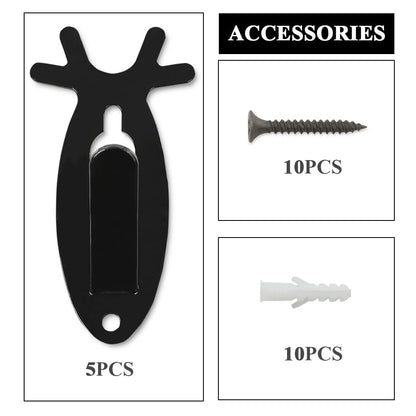 G-PLUS Black 5PCS Wall Hanger Hook European Antler Style Wall Mount Bracket for Hanging Mounting Elk Deer Antelope Living Room Bedroom Home Decor