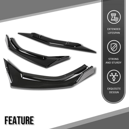 G-PLUS Front Lip Splitter Compatible with Honda Civic Sedan 4-Door 2016 2017 2018 2019 2020, Not Fit Coupe or Hatchback Models Glossy Black