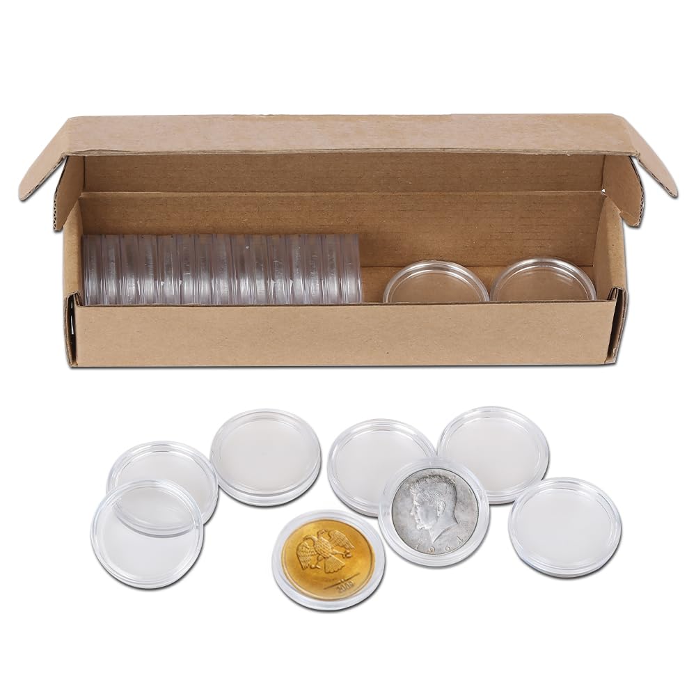 G-PLUS 25 Direct Fit Airtight 30.6mm Coin Holders Capsule Fit for JFK Half Dollar w/Box
