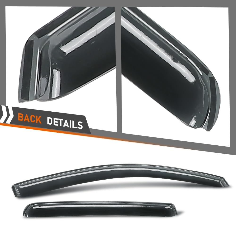 G-PLUS in-Channel Side Window Vent Visor Deflectors Rain Guards Compatible with Chevy Colorado Crew Cab 2015-2022; Fit GMC Canyon Crew Cab 2015-2022; Not Fit Extended/Double Cab 4 PCS Smoky