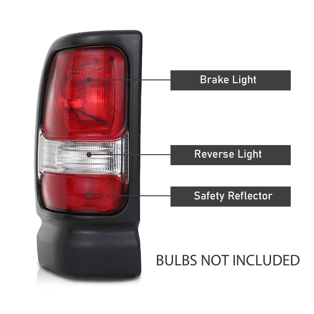 G-PLUS Tail Lights Assembly Compatible with Dodge Ram 1500 Truck 1994-2001/Fit Dodge Ram 2500 3500 1994-2002,Rear Lamps w/o Blubs,Driver & Passenger Luces Traseras Tail Brake Lamps