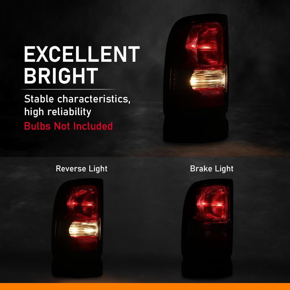 G-PLUS Tail Lights Assembly Compatible with Dodge Ram 1500 Truck 1994-2001/Fit Dodge Ram 2500 3500 1994-2002,Rear Lamps w/o Blubs,Driver & Passenger Luces Traseras Tail Brake Lamps