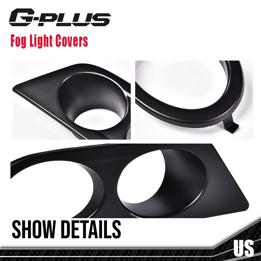 G-PLUS Fog Light Frames Compatible With BMW 3 Series E46, Bumper Fog Lamp Cover Pair LH & RH (Dumb Black)