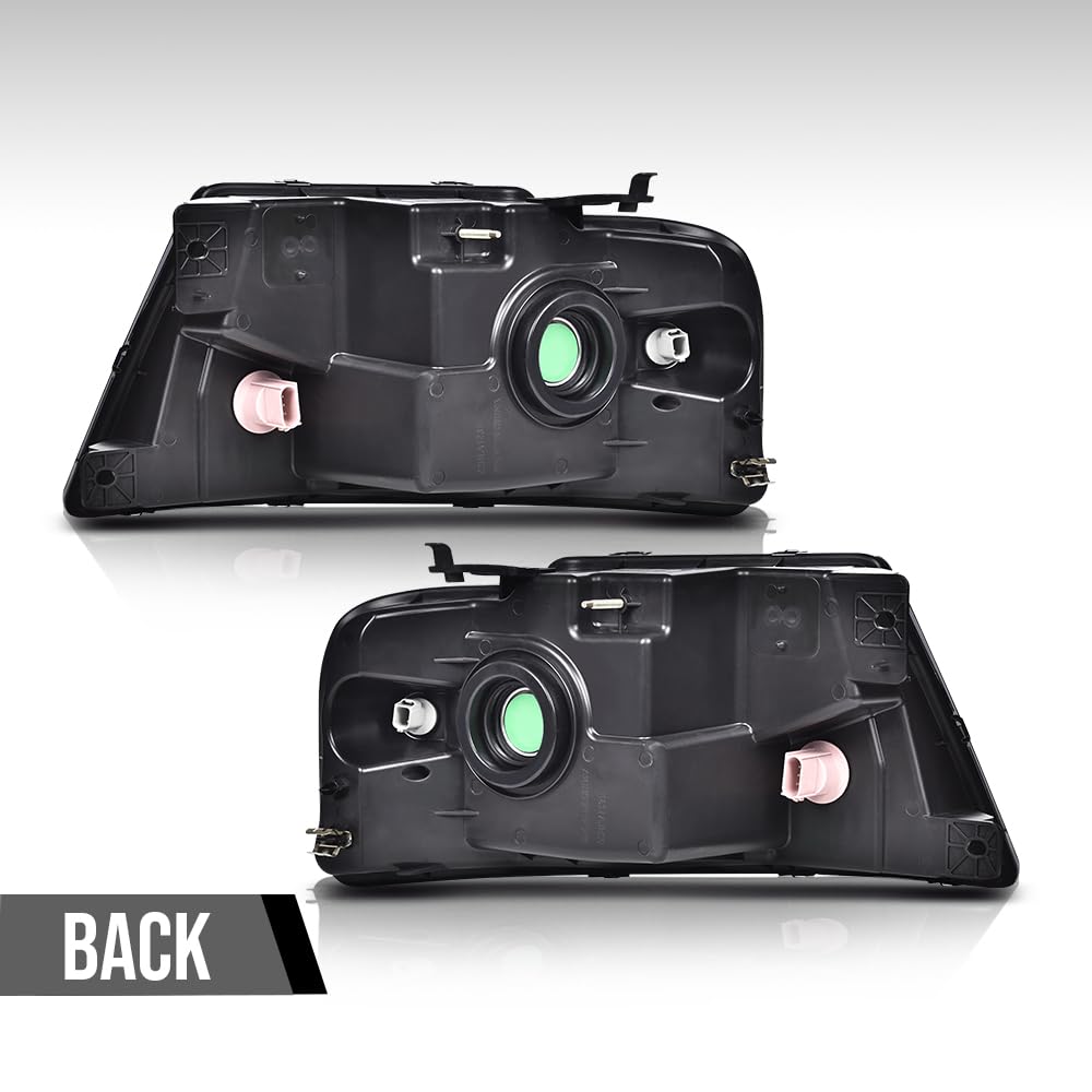 G-PLUS Headlights Assembly, Compatible with 2004-2008 Ford F150/ 2006-2008 Lincoln Mark Lt(NOT Compatible with 2004 F150 Heritage/Flareside Beds Models), Smoky Lens Black Housing Clear Reflector