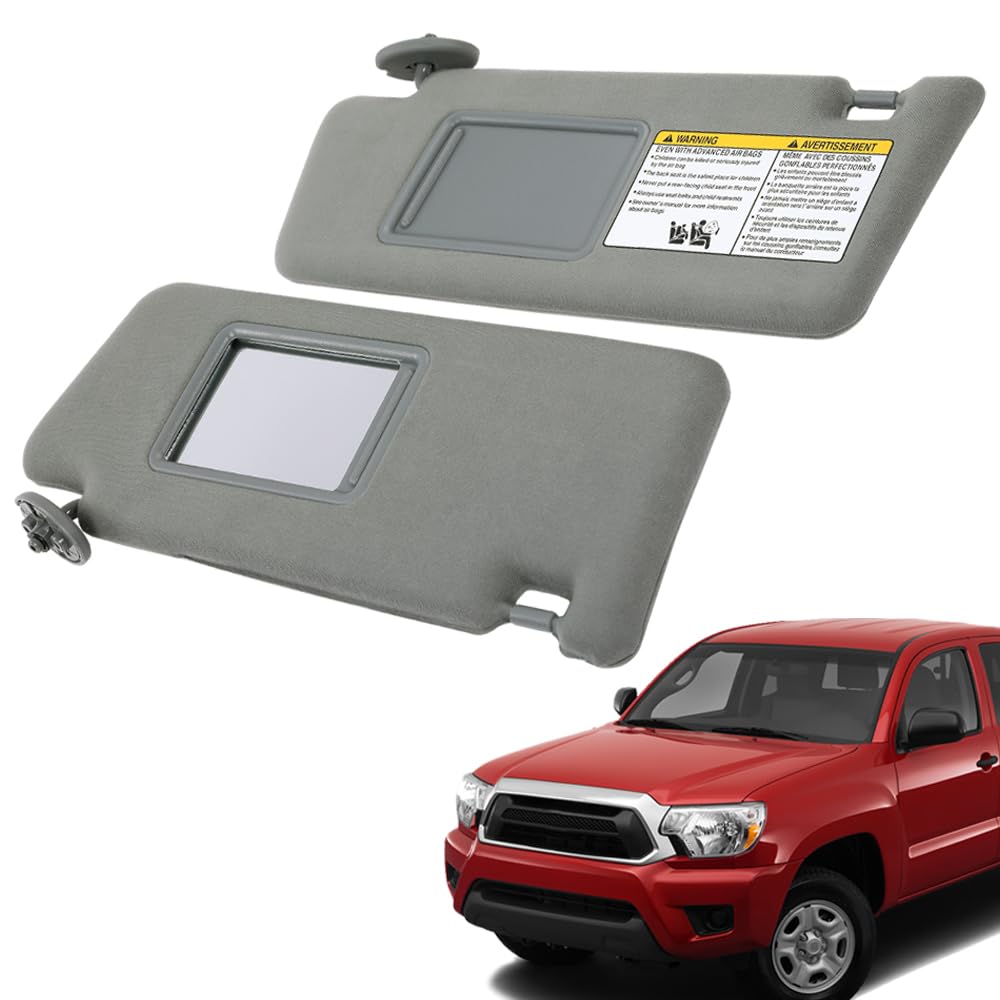 G-PLUS Gray Sun Visor with Mirror LH Driver & RH Passenger Side 1 Pair Compatible with Toyota Tacoma 2005-2015 74320-35C10-B0, 74310-35C10-B0, 74320-04181-B1, 74310-04181-B1