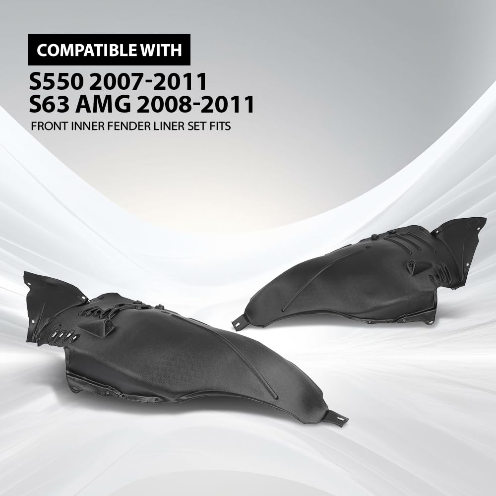 G-PLUS Front Inner Fender Liner Set Compatible with Benz 2007-2011 2216900730, 2216900830, 2216901730, MB1248143, MB1249143 Black