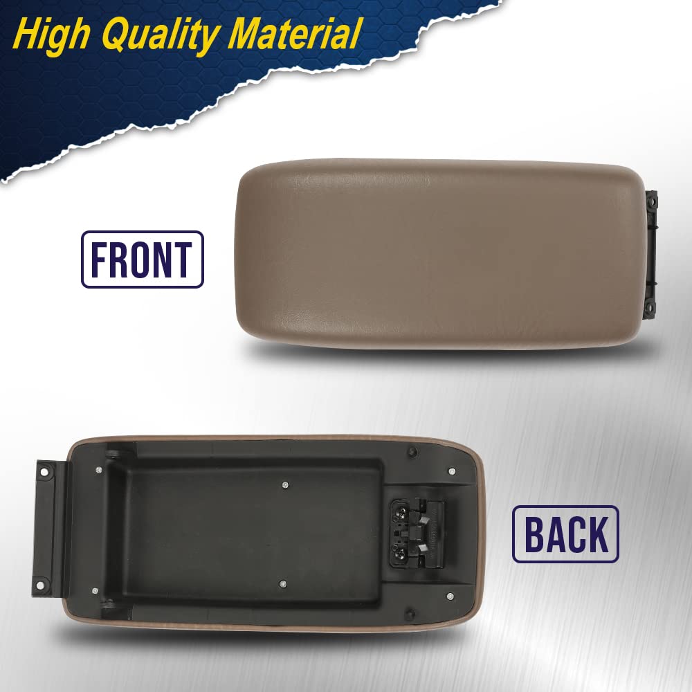 G-PLUS Center Console Lid & Latch Compatible with Toyota Tacoma 1995-2000/ 4Runner 1996-1998, Center Console Armrest Lid Oak Tan