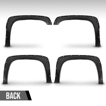 G-PLUS Fender Flares 4 PCS Smooth Pocket Riveted Compatible with Chevy Silverado/GMC Sierra 1999-2006 (Incl. 2007 Classic Models) Not Fit Dually & Step-side Models Wheel Flares Protector Cover