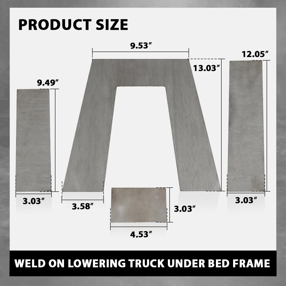 G-PLUS Weld on Lowering Truck Under Bed Frame 10" Tall Step C Notch Kit 3" Wide Silver