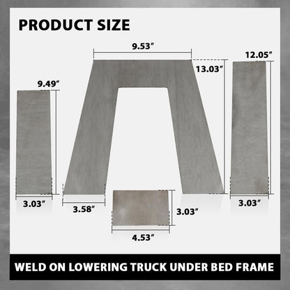 G-PLUS Weld on Lowering Truck Under Bed Frame 10" Tall Step C Notch Kit 3" Wide Silver