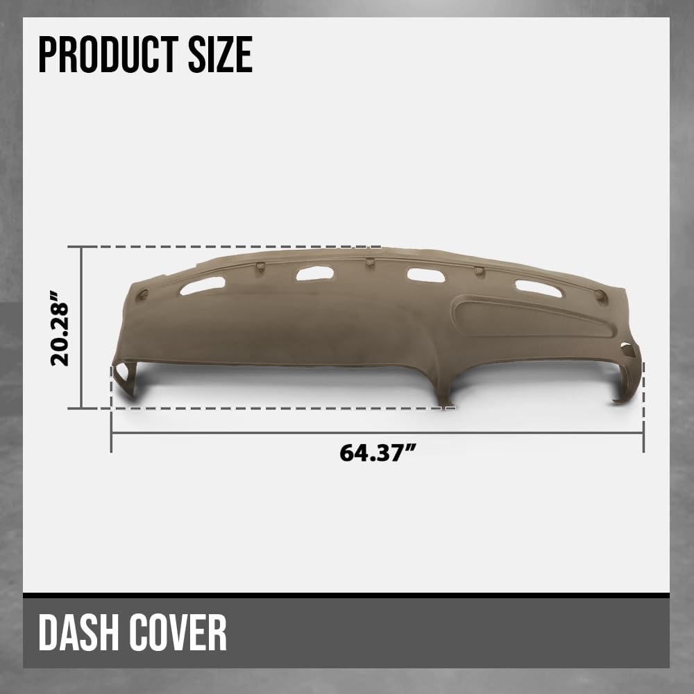 G-PLUS TPE Dash Cover Dashboard Panel Compatible with Dodge Ram 1500 SS/T 5.9L 1998, Fit Dodge Ram 1500 SLT 2001, Fit Dodge Ram 1500/2500/3500 1998-2002 Beige