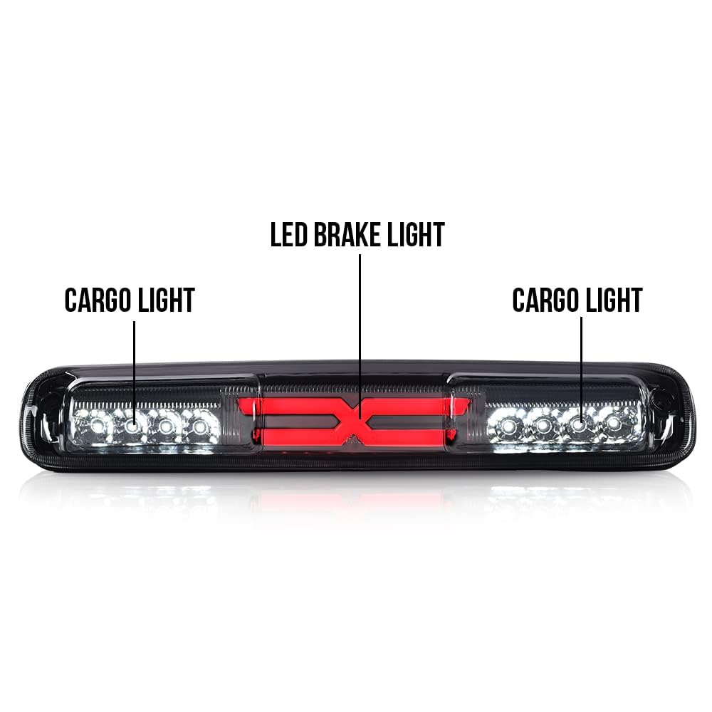 G-PLUS Third Tail Type X Brake & Reverse Light, High Mount Stop Lamp, Compatible with 1999-2006 Chevy Silverado/Fit GMC Sierra 1500 2500 3500 & HD Models 5978318 16525205 Turn Signal Light