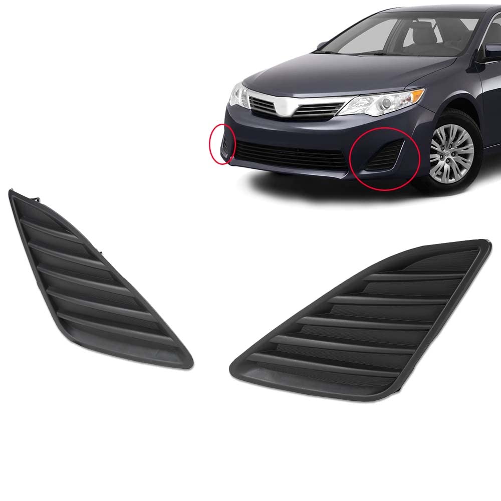 G-PLUS Front Fog Bumper Hole Cover LH RH Kit Pair Compatible with 2012 2013 2014 Toyota Camry XLE/LE/L, 2012-2014 Toyota Camry Hybrid XLE/LE 5212706260, 5212806260, TO1038147, TO1039147 Black