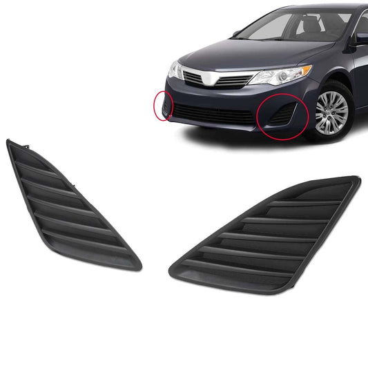 G-PLUS Front Fog Bumper Hole Cover LH RH Kit Pair Compatible with 2012 2013 2014 Toyota Camry XLE/LE/L, 2012-2014 Toyota Camry Hybrid XLE/LE 5212706260, 5212806260, TO1038147, TO1039147 Black