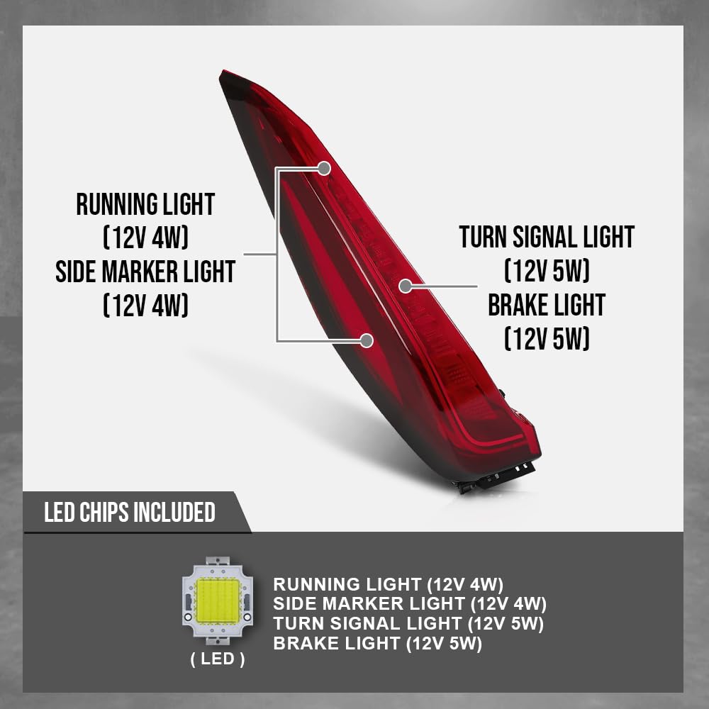 G-PLUS Tail Light Assembly LED Rear Lamp Left Side Compatible with Cadillac XT4 2019 2020 2021 84522856 Red