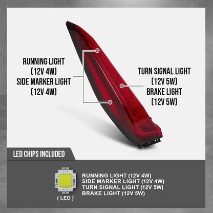 G-PLUS Tail Light Assembly LED Rear Lamp Left Side Compatible with Cadillac XT4 2019 2020 2021 84522856 Red