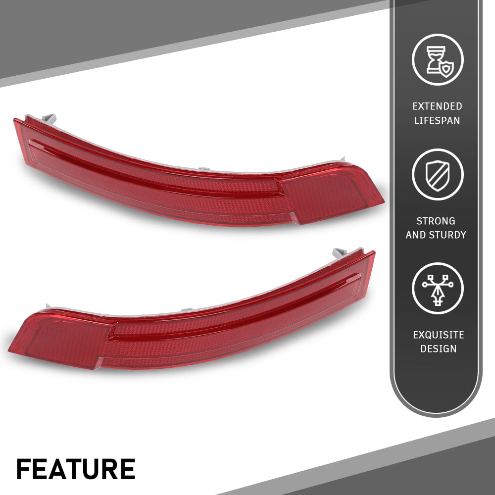 G-PLUS Pair Rear Bumper Reflector Light, Compatible with Benz GL320 2007-2009 CDI 164.822/ GL450 2007-2008 164.871/ GL550 2008-2009 164.886, Left & Right Side 2PCS, 1648201174, 1648201274