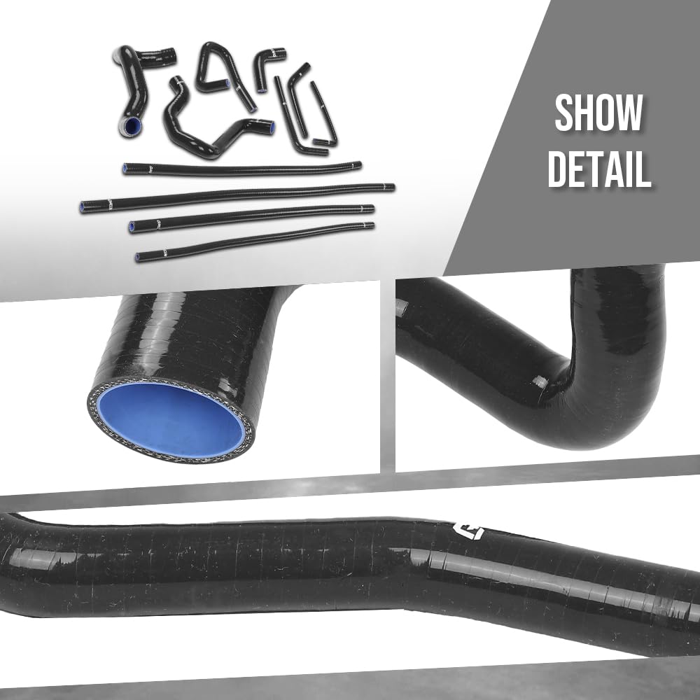 G-PLUS Radiator & Heater Hose Kit Compatible with Ford F150 F250 F350 Bronco Trucks Pickups with 5.0L/5.8L Engine 1988 1989 1990 1991 1992 1993 1994 FOTZ8260E, FOTZ8286D Black