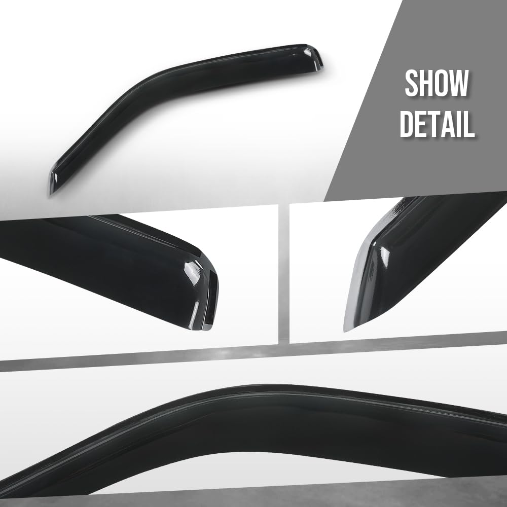 G-PLUS in-Channel Window Ventvisor Sun Rain Guards Side Wind Deflector Compatible with Chevy Express GMC Savana 4500 2009-2020 Smoky
