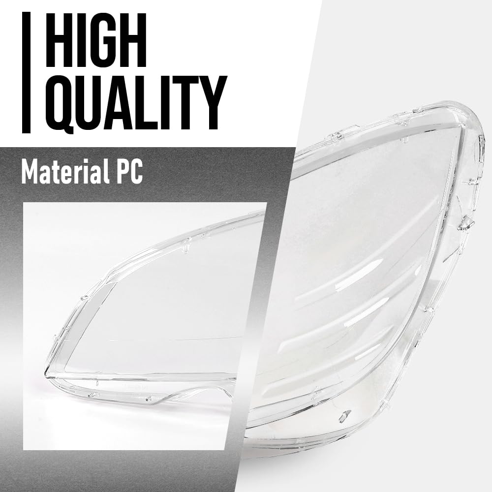G-PLUS Headlight Lens Cover Compatible with Benz C-Class W204 C180 C200 C260 C280 C300 200K 180K 2008-2011 2048208761, 2048208861 Left & Right Front Headlamp Lens Cover Clear