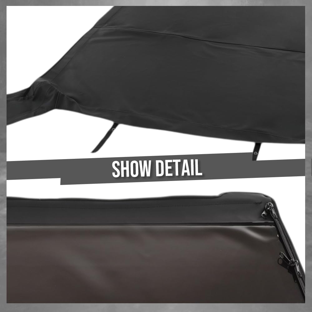 G-PLUS Soft Top Sailcloth Black W/Plastic Windows Compatible with Jeep Wrangler 1987-1995 with Factory Squared Style Upper Doors 9870215, 9870217 Black