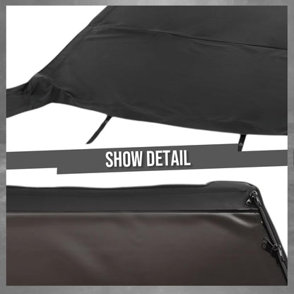 G-PLUS Soft Top Sailcloth Black W/Plastic Windows Compatible with Jeep Wrangler 1987-1995 with Factory Squared Style Upper Doors 9870215, 9870217 Black