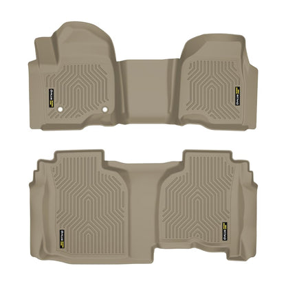 Floor Mats Fit Chevy Silverado 1500 Double Cab 2019-2024 All Weather Protection TPE Floor Liner Waterproof Cargo Liner 1st & 2nd Row Beige 2PCS, alfombras para carro