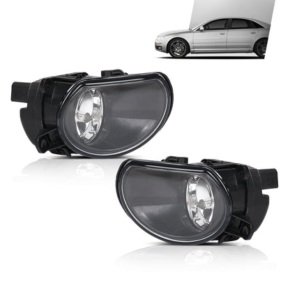 G-PLUS Pair Side Front Bumper Fog Light Lamps Compatible with Audi A8 D3 2004-2007 4E0941699A, 4E0941700A Black
