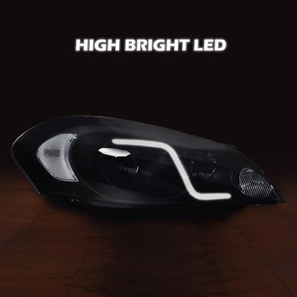 G-PLUS LED Headlights Assembly Fit Chevy Monte Carlo 2006 2007/Chevy Impala 2006-2013/Chevy Impala Limited 2014-2016 DRL Corner Headlamps Smoky Lens Black Housing Clear Reflector,faros delanteros