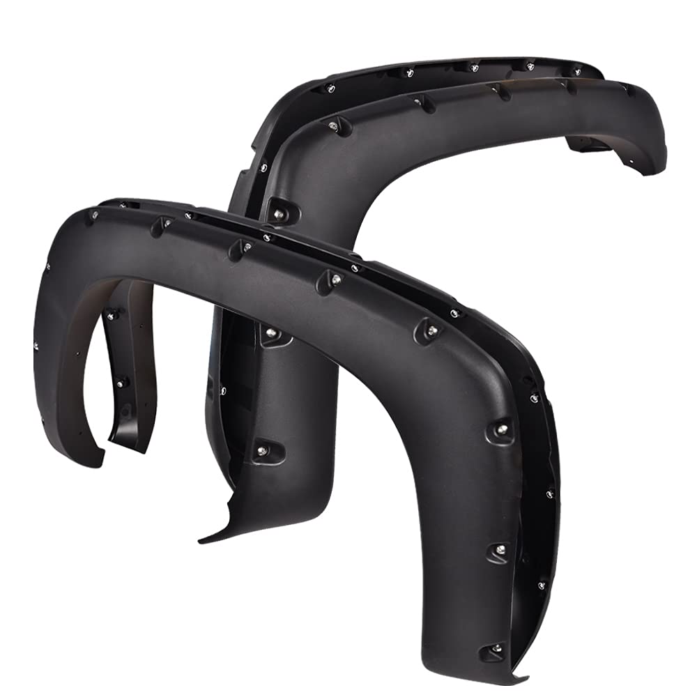 G-PLUS Fender Flares Textured Pocket Rivet Compatible with 99-06 Chevy Silverado GMC Sierra 1500 2500 3500 & HD (07 Classic models Only) Only Fit Fleetside 78.0" / 96.0" bed Wheel Flares
