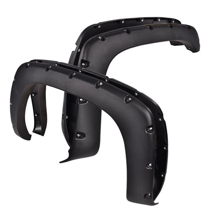 G-PLUS Upgrade Fender Flares Compatible with 2007-2013 Chevy Silverado 1500, [Only Fit 69'' Short Bed Crew Cab(Excludes 07 Classic Models)], Textured Pocket Rivet Wheel Cover [Not Fit GMC Sierra]