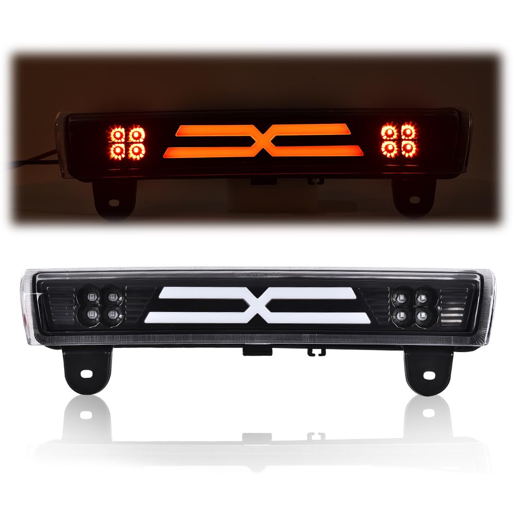 G-PLUS LED 3rd Third Brake Light Compatible with Chevy Suburban 1500 2500 2000-2006,Fit Chevy Tahoe/GMC Yukon/GMC Yukon XL 1500 2500 2000-2006 X Type High Mount Stop Lamp Clear Lens Black Housing