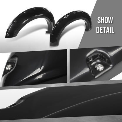 G-PLUS 4PCS Fender Flares Compatible with Ford F250 F350 Super Duty 2017 2018 2019 2020, Not Fit Dually Models, Smooth Pocket Riveted Black