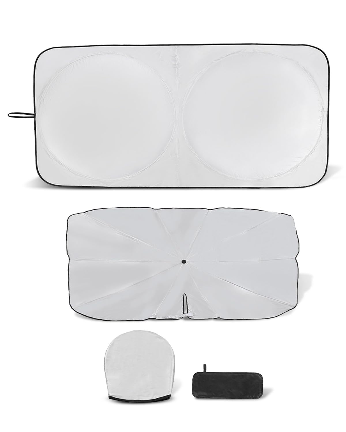Universal Foldable Windshield Sunshade Sun Shade Umbrella for Cars, Trucks & SUVs,Blocks Heat & Keeps Interior Cool,Long & Short Frequency Demand,Medium (Sunshade 62.99"x33.86",Umbrella 55.12"x31.5")