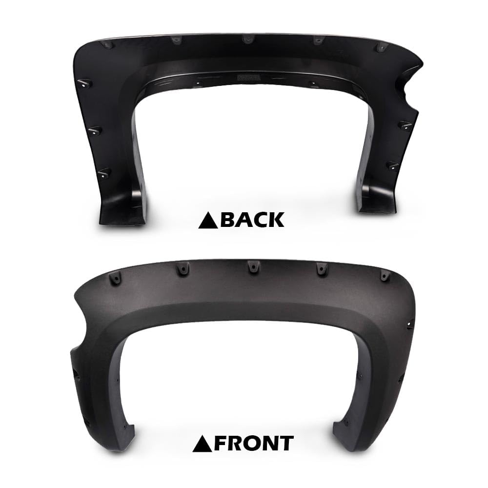 G-PLUS Pocket Rivet Textured Fender Flares 4 PCS Compatible with 2007-2013 Chevy Silverado 1500, Only Fit 5.8' Short Bed Crew Cab (Not Fit 07 Classic Models & GMC Sierra) Wheel Flares Protector Cover