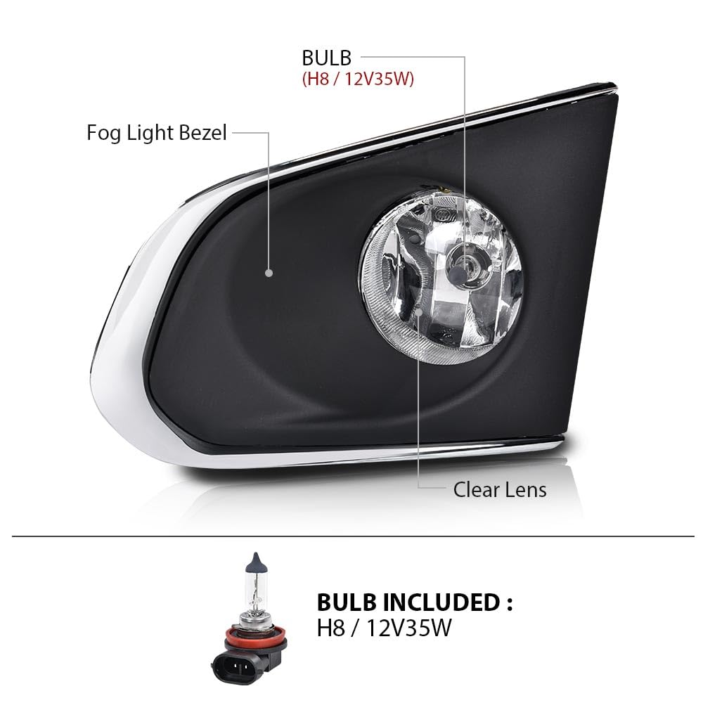 G-PLUS Fog Lights Bumper Lamps Left+Right w/Bulbs Compatible with Chevy Trax LS/LT/LTZ models only 2015 2016 GM2592312, GM2593312, 95227855, 95227856 Clear Lens Chrome Housing