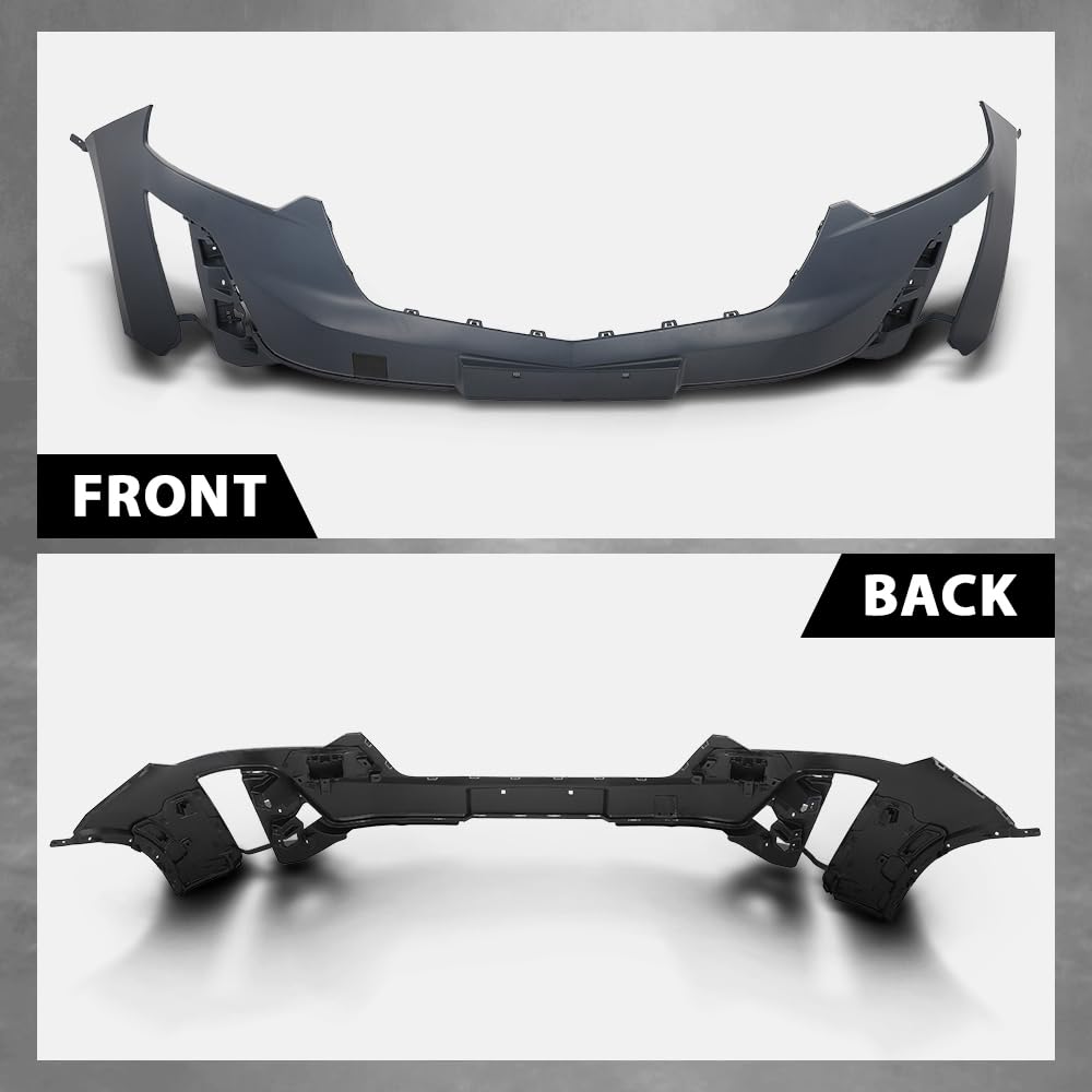 G-PLUS 1PC Front Bumper Cover Compatible with Cadillac XT6 Luxury 2020 2021 2022 2023 2024, 577443677, 343777787, Black