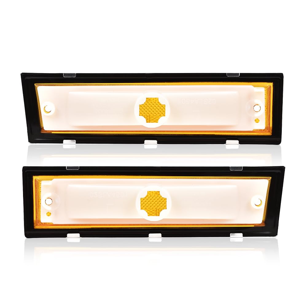 G-PLUS Pair Front Side Marker Lights Assembly Compatible With Chevy Blazer 1981-1991 /GMC Jimmy C/K R Pickup Side Chrome Bezel Marker Lamps Orange Lens 915557,91555