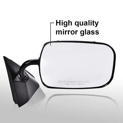 G-PLUS Manual Side View Mirrors Replacement For 1988-2000 Chevy GMC C1500 C2500 C3500 K1500 K2500 K3500 Pickup Truck Pedestal Style Paint to Match Driver & Passenger Side Mirror Set Black