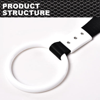 G-PLUS JDM Tsurikawa Ring Round Subway Train Bus Car Handle Hand Straps Drift Charm, Rear Bumper Warning Ring (White)