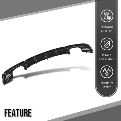 G-PLUS Rear Diffuser Fit BMW 3 Series F30 Sedan F31 Touring M-Tech Performance M Sport Bumper Model 2012-2018 M Performance Style (Single Sided Dual Output) Rear Bumper Diffuser Gloss Black