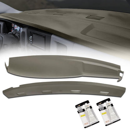 G-PLUS Molded Dash Cover Cap Overlay Compatible with Dodge Ram 1500 2002-2005/Ram 2500 3500 2003-2005 Instrument Dash Panel Grey 2 PCS