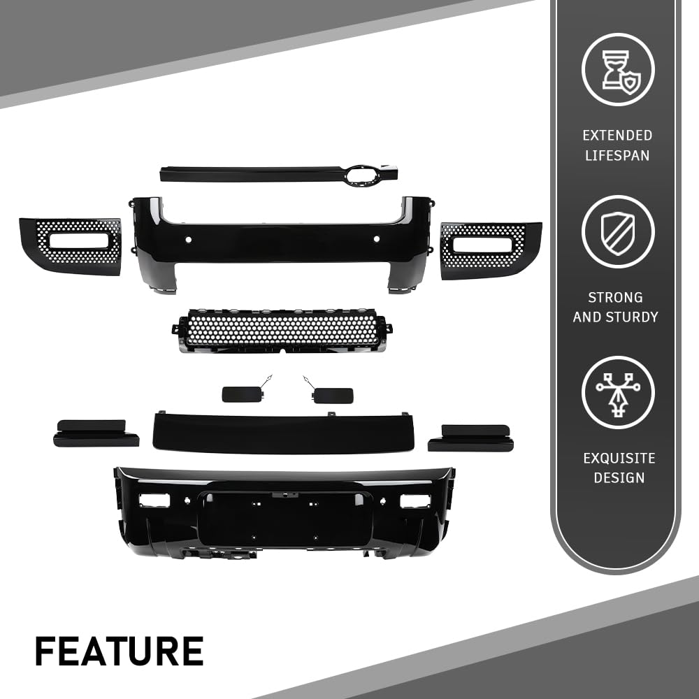 G-PLUS Front Rear Bumper Cover Guard Skid Lip Kit Compatible with Rover Defender 90 110 130 2020 2021 2022 2023 2024, Black