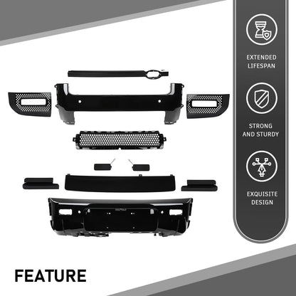 G-PLUS Front Rear Bumper Cover Guard Skid Lip Kit Compatible with Rover Defender 90 110 130 2020 2021 2022 2023 2024, Black