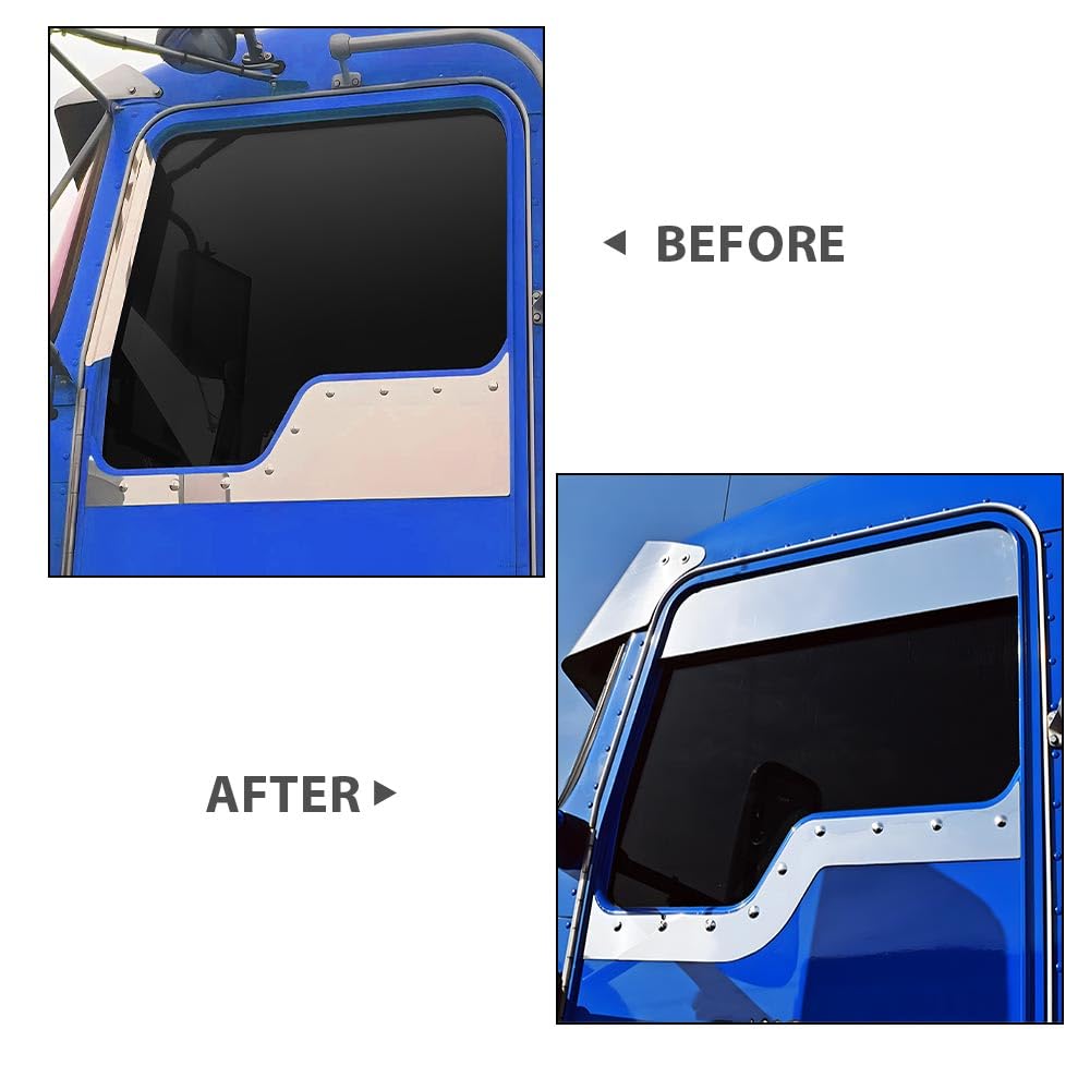 G-PLUS Chop Top Door Trim Stainless Steel 5" Drop Polished Fits Kenworth T600, T660, T800 & W900 Trucks/Fit Daylight & Non-Daylight Doors