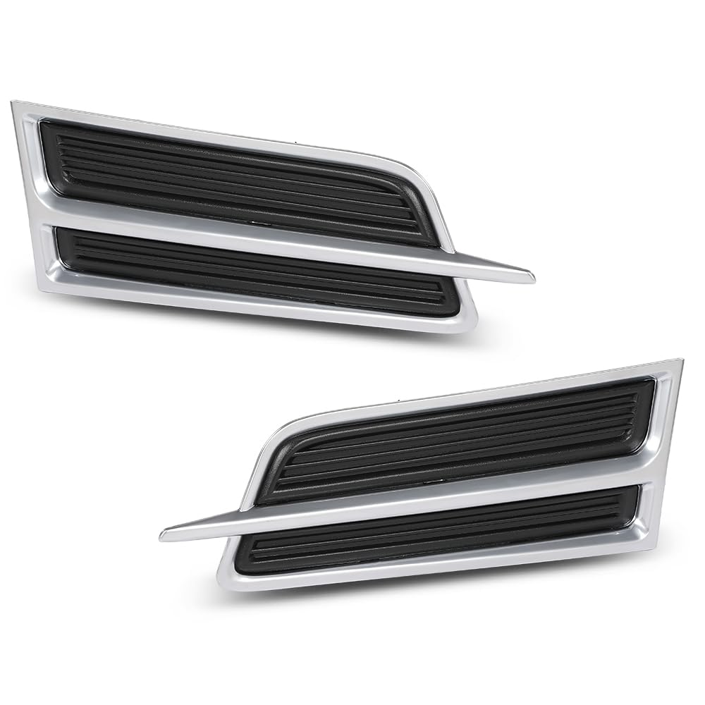 G-PLUS Bumper Grille Fog Light Cover Left & Right Side Compatible with Cadillac XTS 3.6L 2013-2017,Fit Models With Daytime Running Light 20901633, 20901632, GM1039149, GM1038149 Chrome Black